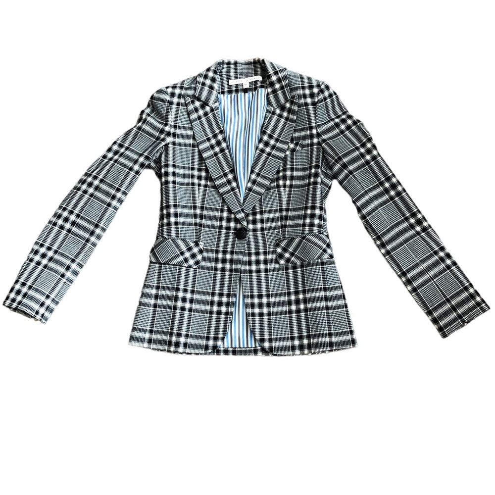 Veronica Beard Ada Dickey Jacket Black Blue Plaid Size 2 - Picture 8 of 9